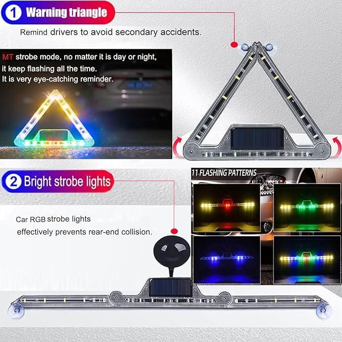 Solar Powered Wireless Foldable Road Safety Signal for Car (Pack of 1) – LED Emergency Warning Light