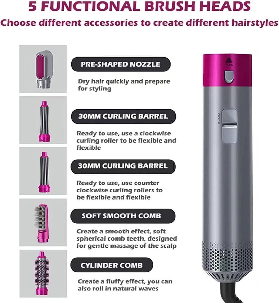 5-in-1 Multifunctional Hair Dryer & Styling Tool – Automatic Curler, Straightener & Volumizer