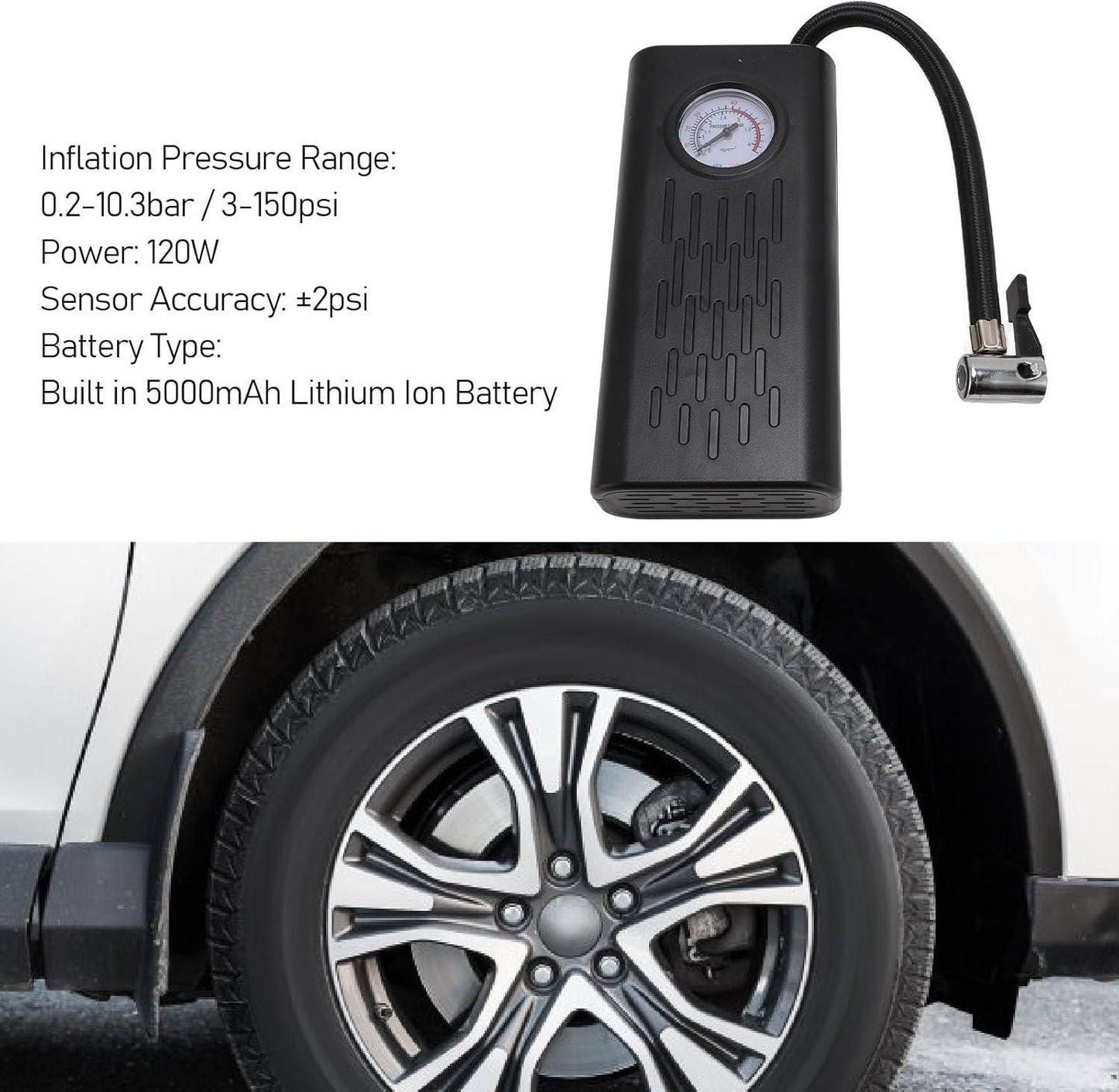 Portable Air Compressor Tire Inflator for Car – Automatic Battery Powered Air Pump