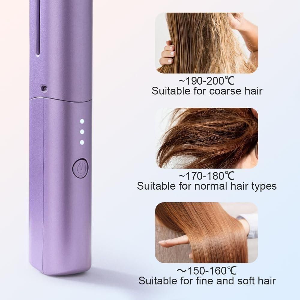 Meneflix Portable Mini Hair Straightener – Cordless Rechargeable Hot Comb (200°C)